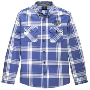 Harley Davidson Road Captain Long Sleeve Shirt Blue Plaid 96146-23VM Medium NWT